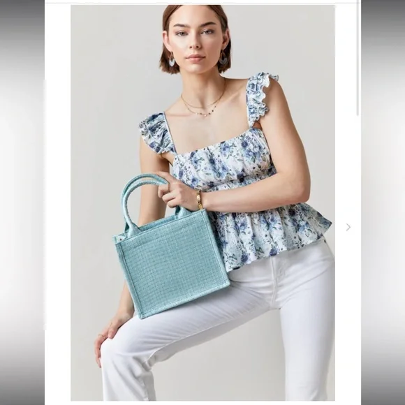 NWOT Francesca’s Trista Plaid Boucle Small Tweed Plaid Tote/Purse - Picture 5 of 8